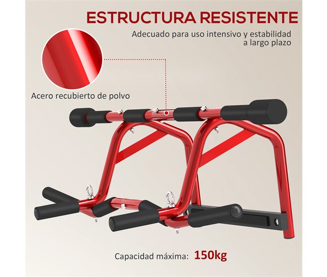 Barra de Elevações Aço e EVA SPORTNOW Vermelho