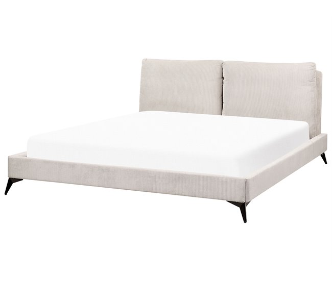 Beliani Cama com estrado Bombazine MELLE 195x240 Bege