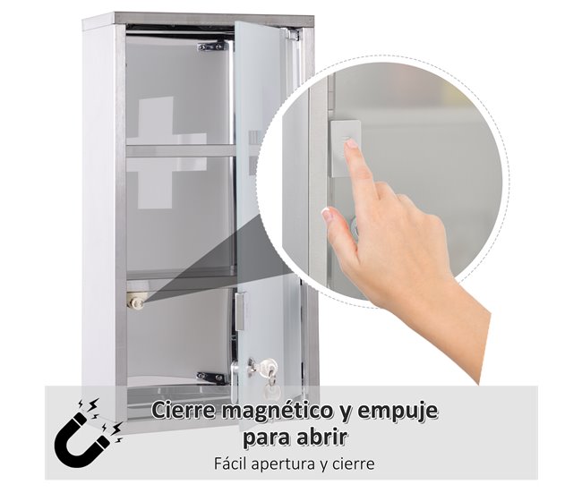 Armário de Medicamentos Aço Inoxidável HOMCOM Cinza