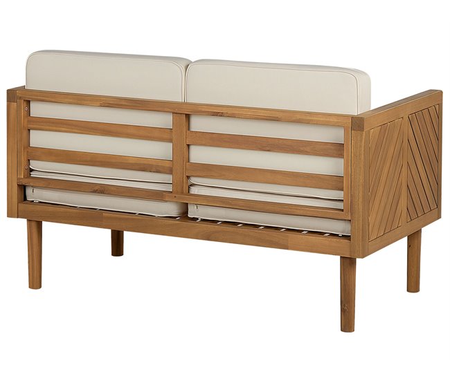 Beliani Conjunto lounge Madeira de acácia BARATTI Creme