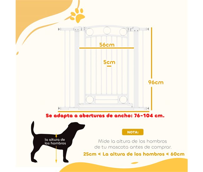 Barreira de Segurança Cães Aço e PA PawHut Branco