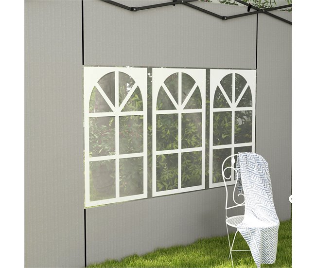 2 Paredes Laterais para Tendas PE e PVC Outsunny 293x193 Branco