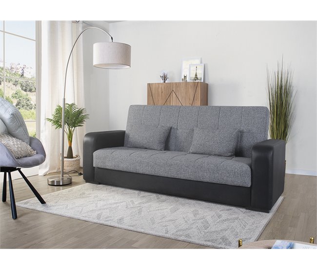 Sofá cama PRIMA  3 lugares preto cinza Preto / Cinza
