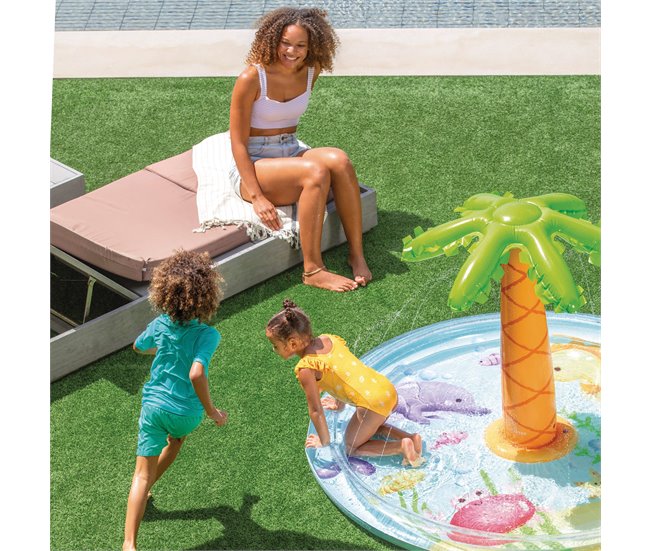 INTEX Piscina inflável Spray Palmera com pulverizador de água Multicor