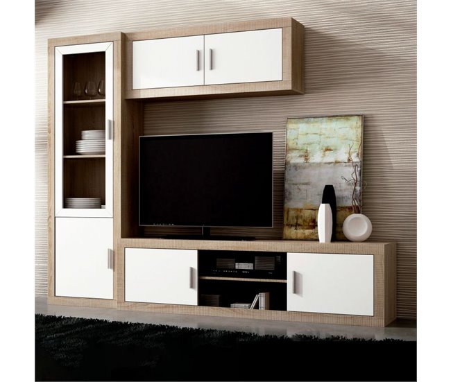 Vitrina Nuka 2 portas 60 Natural/ Branco