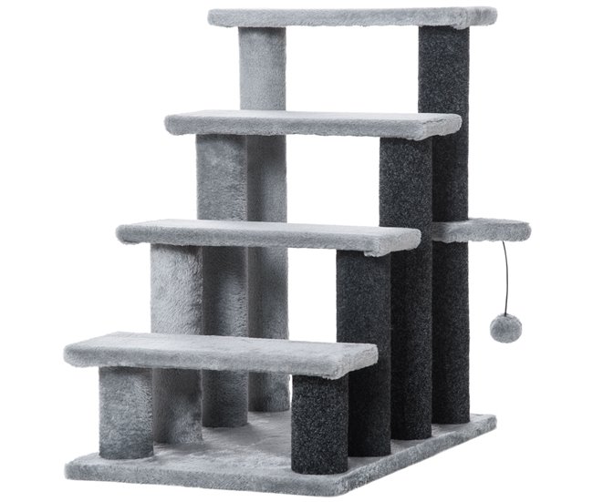Escada para Gatos Aglomerado de Madeira, Poliéster e Feltro Cinza