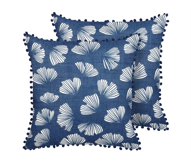 Beliani Almofada decorativa DANDELION Azul