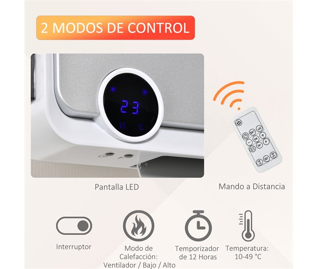 Aquecedor de Parede PP, PA HOMCOM Multicor