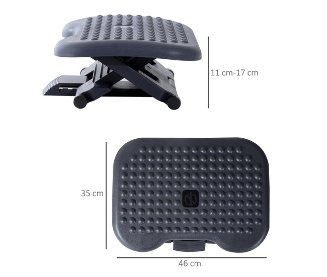 Apoio de pés Plástico HIPS HOMCOM Cinza