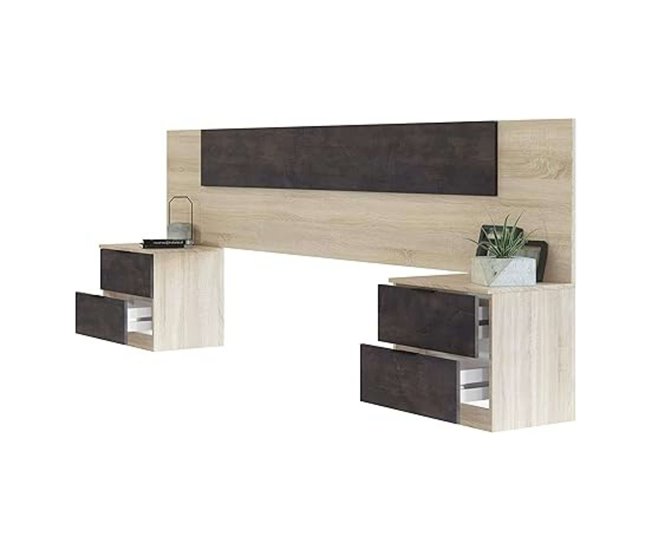 Andy Bedroom Pack guarda-roupa cabeceira mesas de cabeceira Castanho