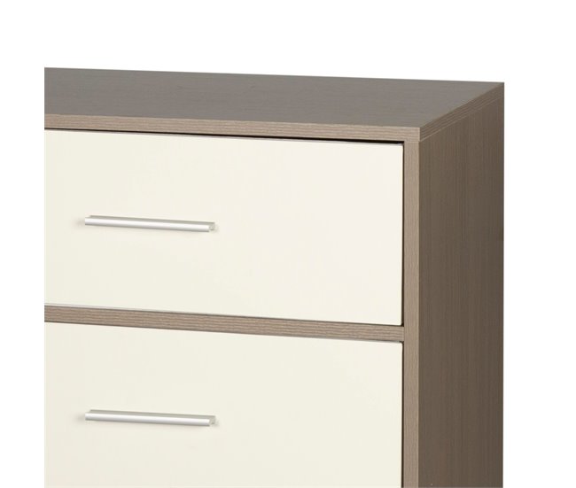 Max Home Cómoda 4 gavetas em tecido Branco/ Madeira