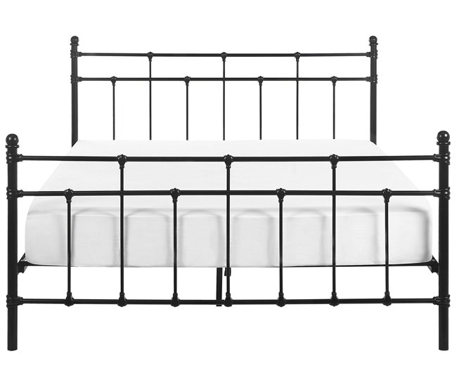 Beliani Cama com estrado Metal LYNX 141x209 Preto