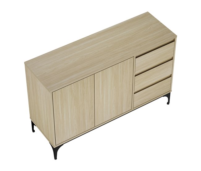 Aparador Kistiandi com 3 gavetas [en.casa] 120 Carvalho