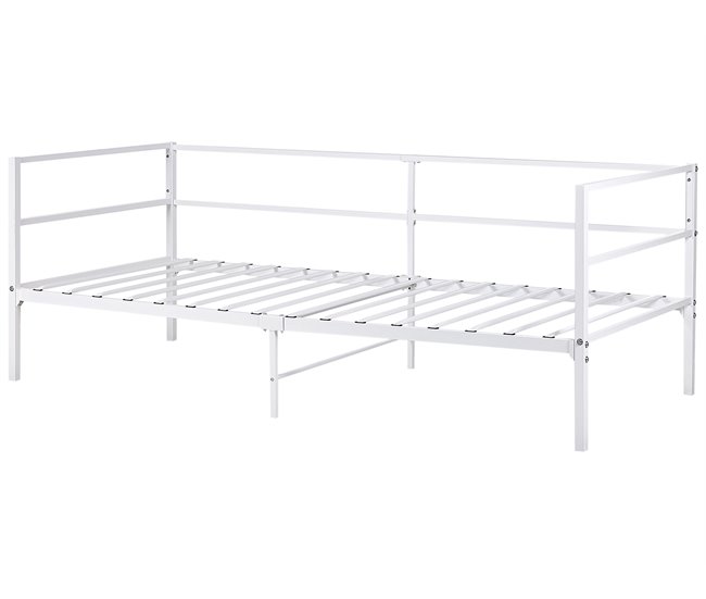 Beliani Cama com estrado Ferro BATTUT Branco