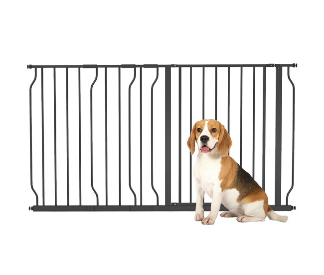 Barreira de Segurança Cães Aço e ABS PawHut Preto