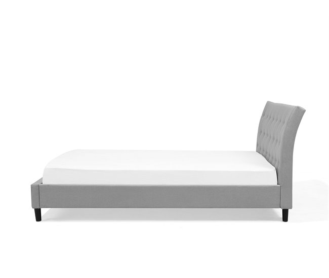 Beliani Cama com estrado Poliéster SAVERNE 157x228 Cinza Claro