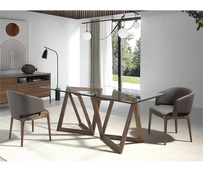 ANGEL CERDA Cadeira de couro ecológico vison escuro Nogal