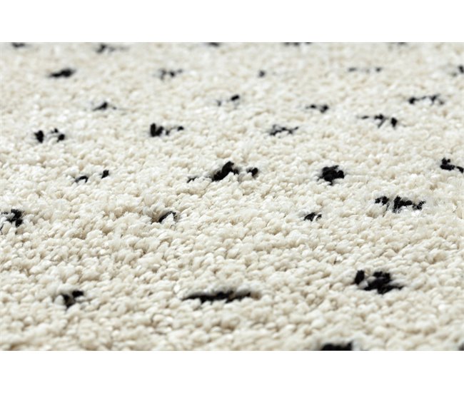 Tapete BERBER SYLA B752 pontos Franjas berbere marroquino shaggy 120x120 Creme