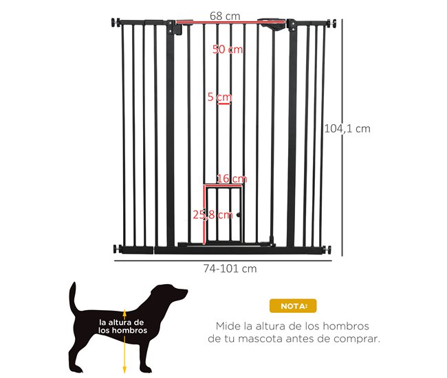 Barreira de Segurança Cães Aço e Plástico PawHut Preto