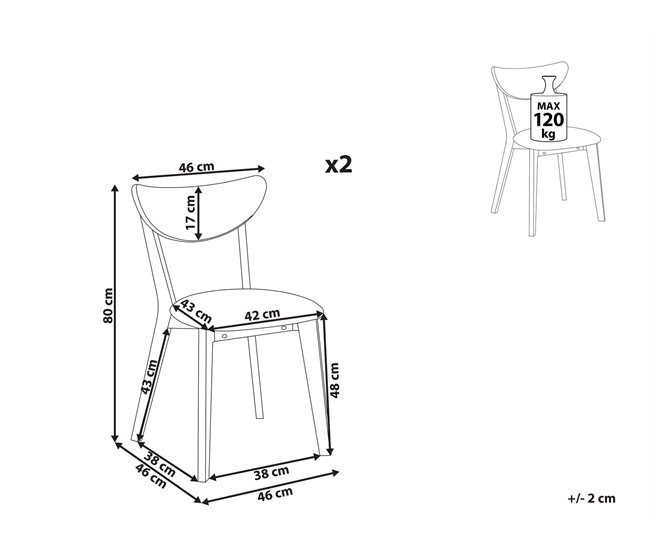 Beliani Silla de comedor ERIE Castanho Claro