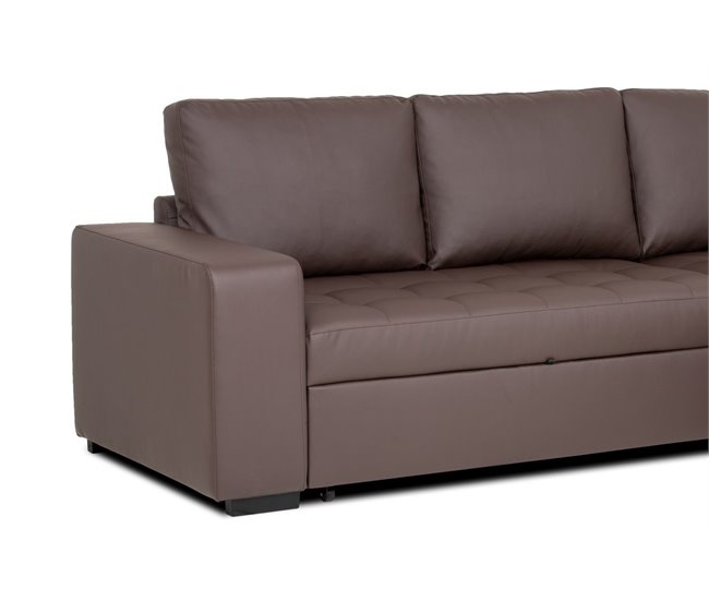 Chaise longue de pele sintética com cama HARRY Chocolate