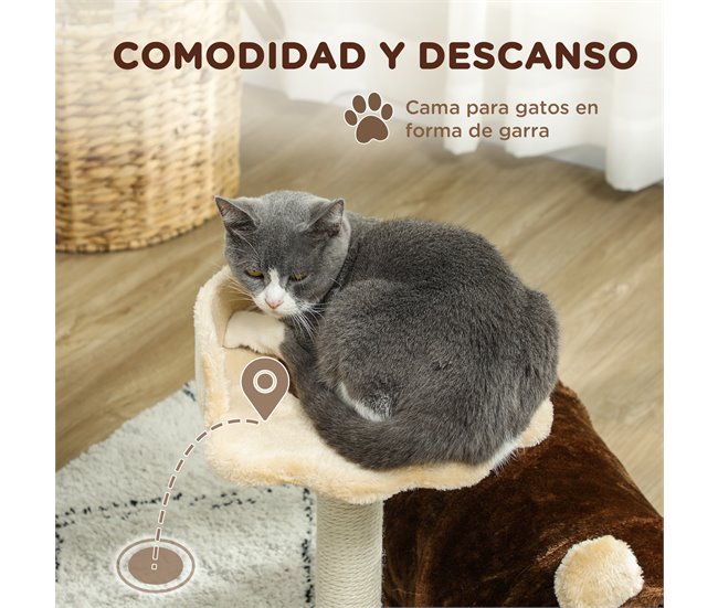 Arranhador para Gatos Melamina de Madeira, Pelúcia e Juta PawHut Castanho