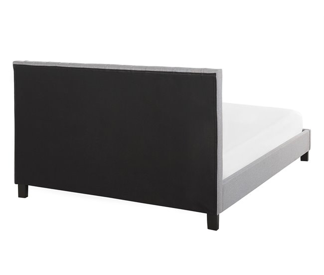 Beliani Cama com estrado Poliéster POITIERS 151x215 Cinza Claro