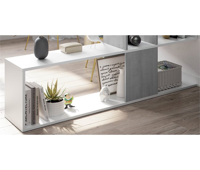 Estante ZIGZAG 4 níveis branco e cimento Branco