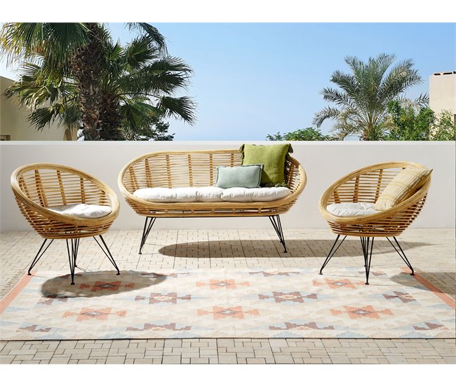 Beliani Conjunto lounge Rattan/vime MARATEA Natural