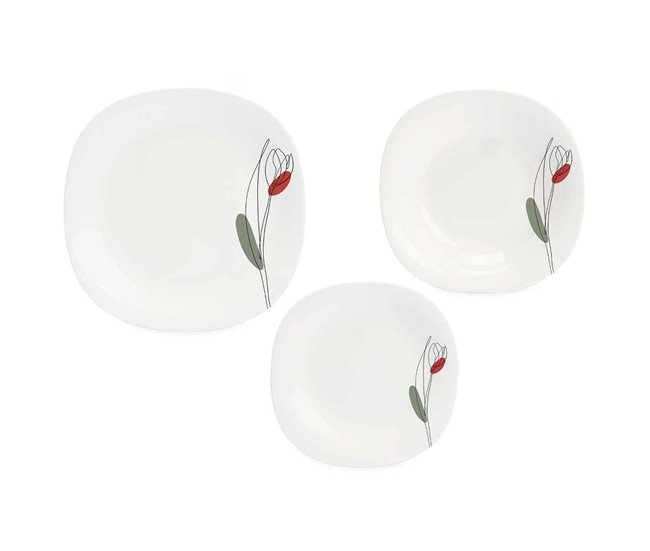 18 unidades de talheres quadrados de tulipa Branco