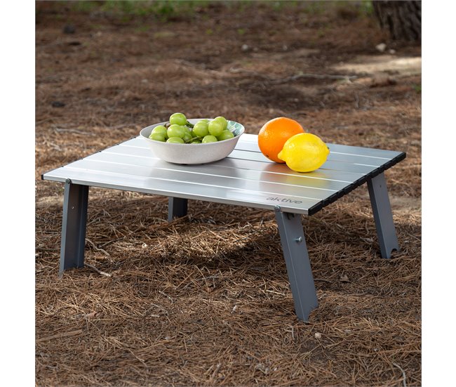 Aktive Pequena mesa de campismo dobrável em alumínio ultra-leve Cinza