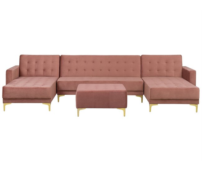 Beliani Sofá-cama Veludo ABERDEEN Areia