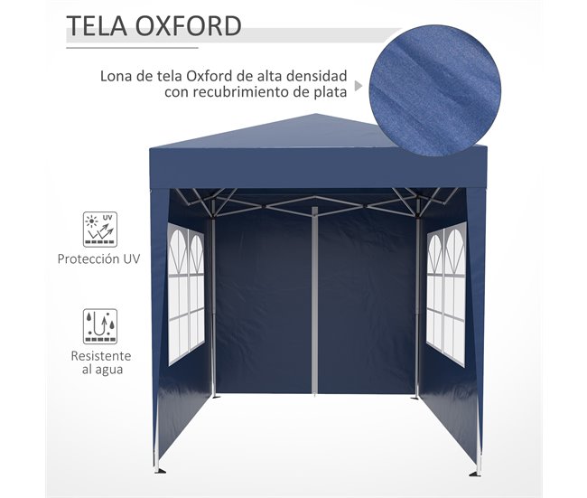 Pérgola de Jardim Aço e Tecido de Oxford Outsunny 200x200 Azul