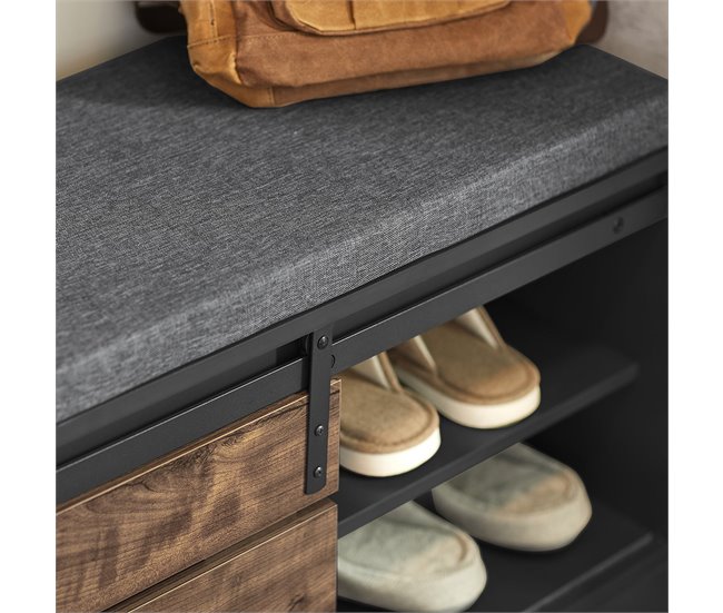 Banco para sapatos com porta de correr FSR120-HG SoBuy Cinza