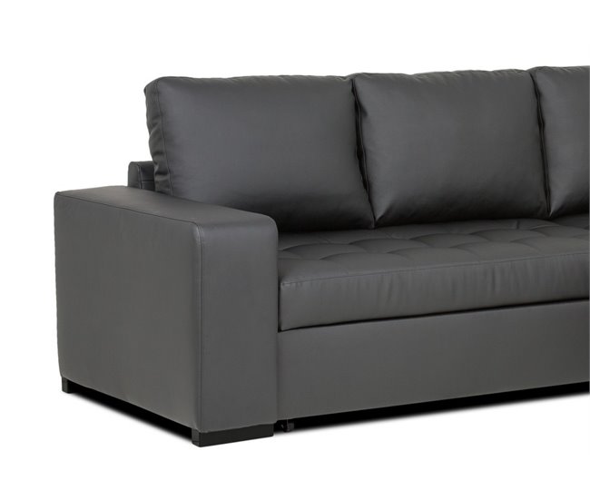 Chaise longue de pele sintética com cama HARRY Preto