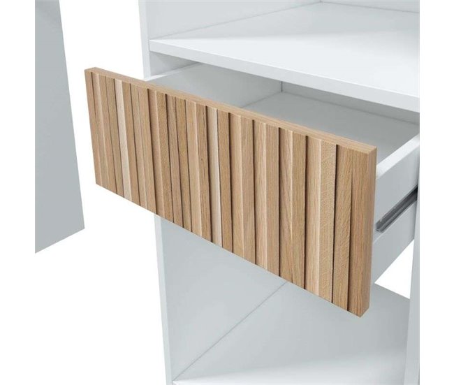 Pacote de móveis de quarto estilo nórdico Etnha em com cabeceira Branco/ Madeira