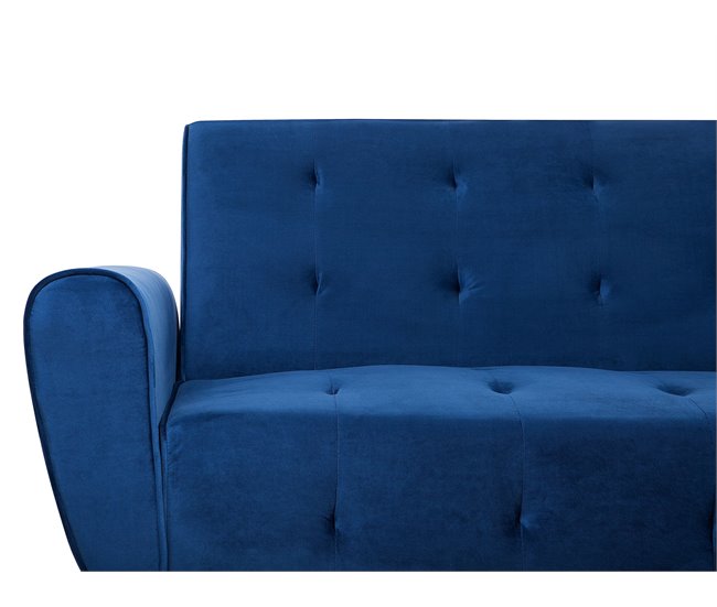 Beliani Sofá-cama Veludo SELNES Azul Marino