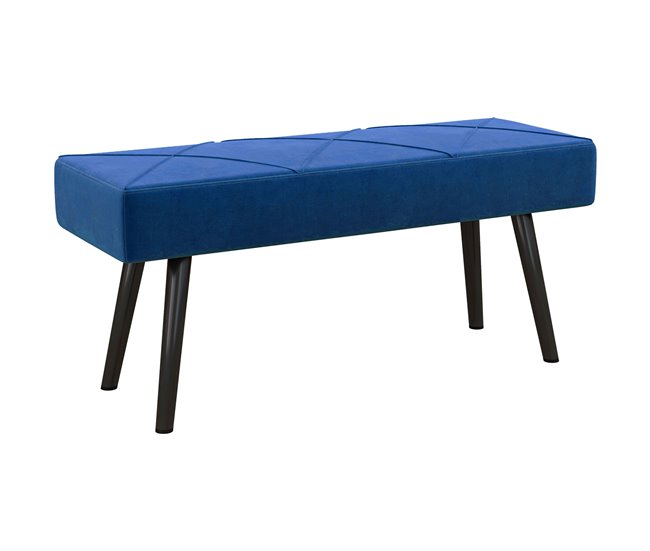 Banco de Pé de Cama Aço, Espuma e Poliéster HOMCOM, casa - quarto Azul