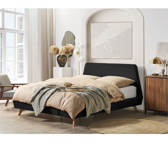Beliani Cama com estrado Poliéster VIENNE 200x220 Cinza Escuro