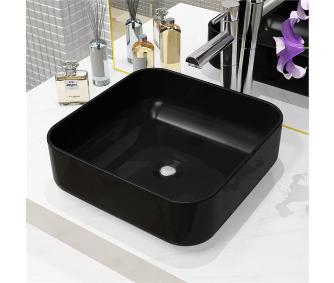 Lavatório - Lavabo - Pia de banheiro quadrado Preto