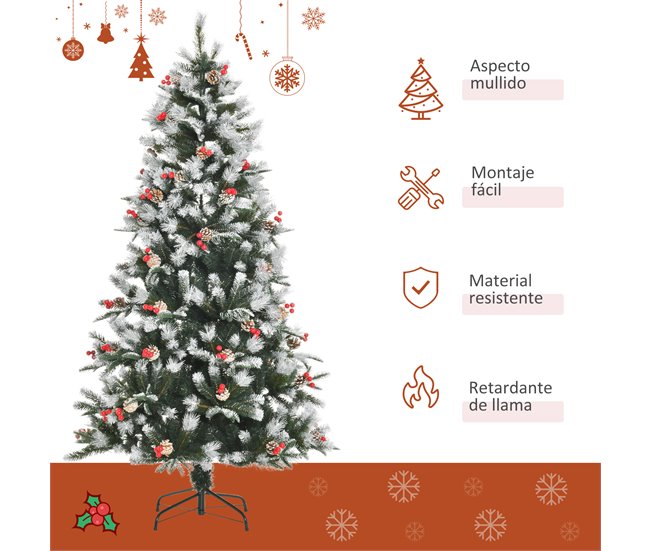 Árvore de Natal PVC, PE, Aço HOMCOM, casa - natal Verde