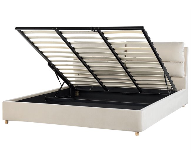 Beliani Cama baú Veludo BATILLY 194x224 Bege