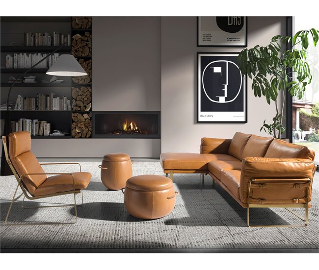 ANGEL CERDA Poltrona de couro Camel Camel