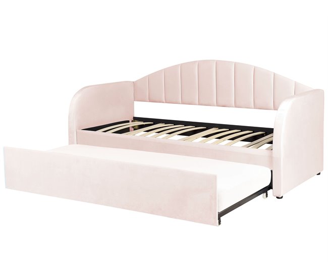 Beliani Cama nido Terciopelo EYBURIE 99x217 Cinza Claro