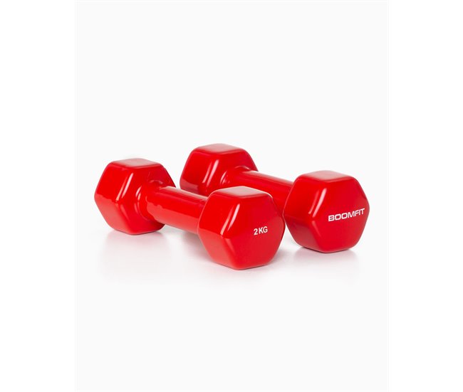 Halteres de Vinil 2Kg (Par) - BOOMFIT Vermelho
