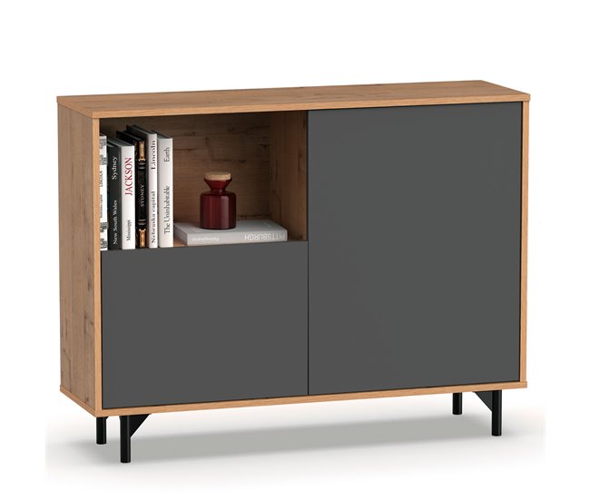 Aparador, Móvel Auxiliar de Sala, Buffet, 2 Portas, 1 Prateleira 86x112x33 cm Cinza