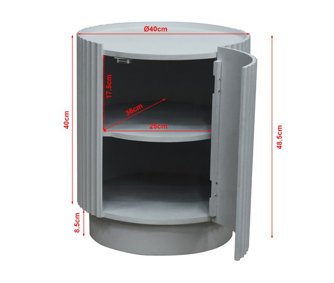 Mesa de apoio Rill redondo 2 compartimentos [en.casa] 40x40 Cinza