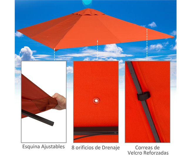 Toldo de Reposição para Pérgola Poliéster Outsunny 2x2 Laranja