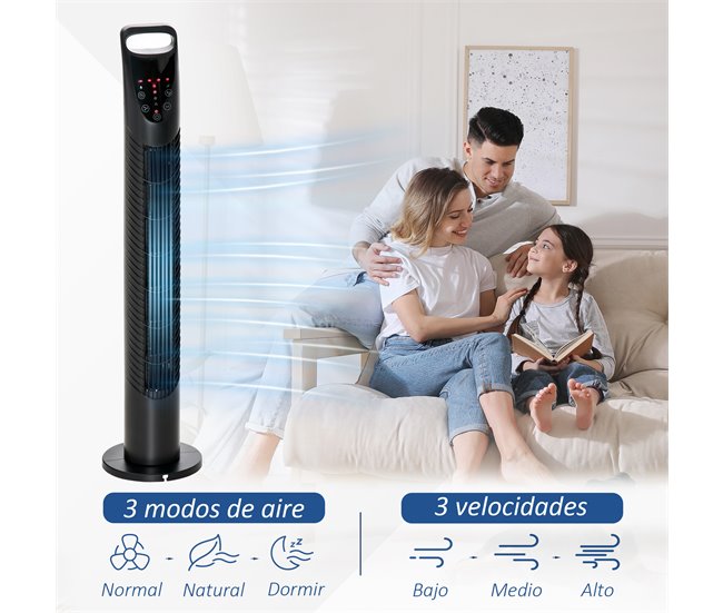 Ventoinha de Torre ABS HOMCOM, casa - aquecimento e climatização Preto