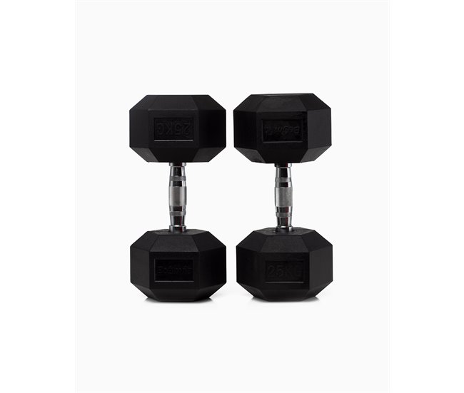 Halteres Hexagonais 25Kg (Par) - BOOMFIT Preto